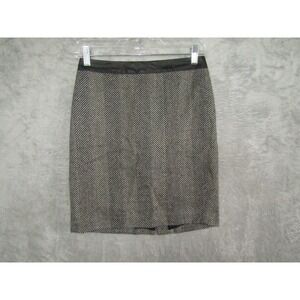 Banana Republic Petite Herringbone Pencil Skirt Black White Trim Size 0P